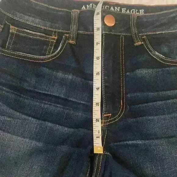 AMERICAN EAGLE HIGH RISE SUPER STRETCH DISTRESSED SHORTIE DENIM SHORTS SIZE 6 - Picture 8 of 9